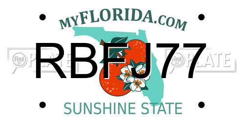 RBFJ77 Florida License Plate