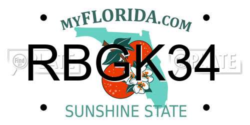 RBGK34 Florida License Plate