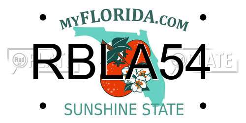RBLA54 Florida License Plate