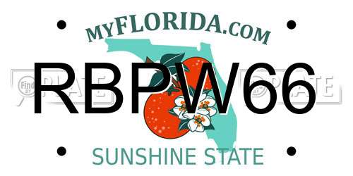 RBPW66 Florida License Plate