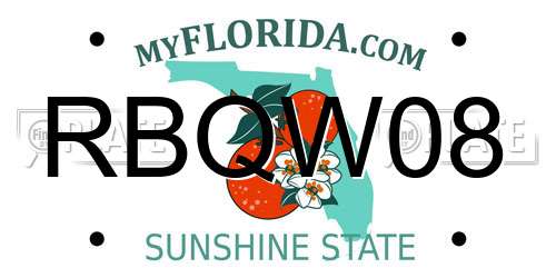 RBQW08 Florida License Plate