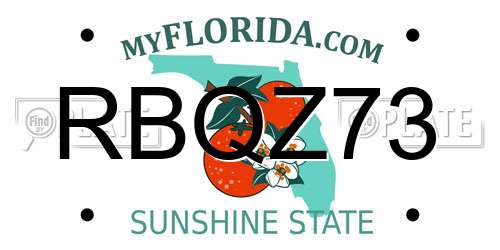 RBQZ73 Florida License Plate