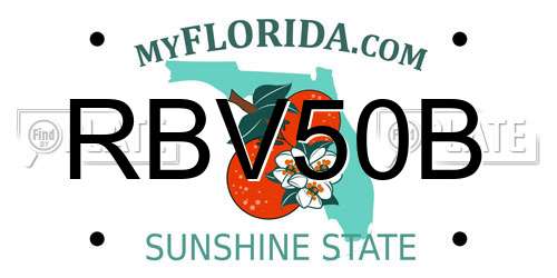 RBV50B Florida License Plate
