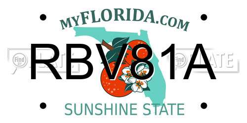 RBV81A Florida License Plate