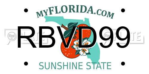 RBVD99 Florida License Plate