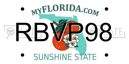 RBVP98 Florida License Plate