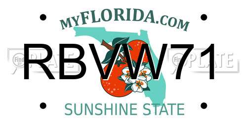 RBVW71 Florida License Plate