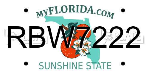 RBW7222 Florida License Plate