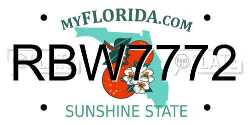 RBW7772 Florida License Plate
