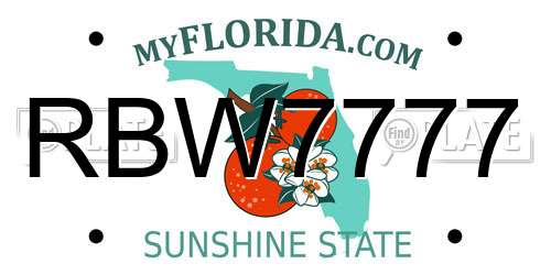 RBW7777 Florida License Plate