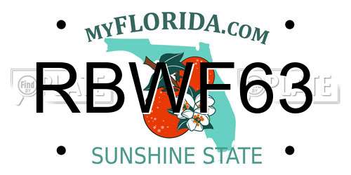 RBWF63 Florida License Plate