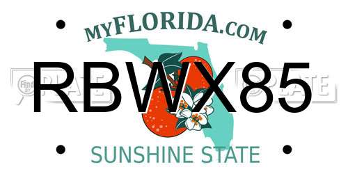 RBWX85 Florida License Plate