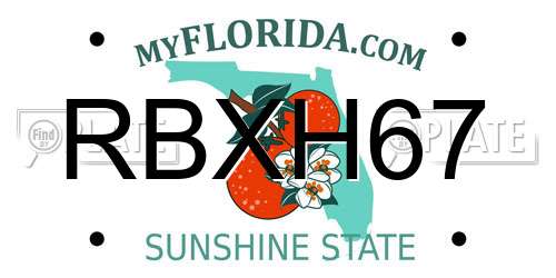 RBXH67 Florida License Plate