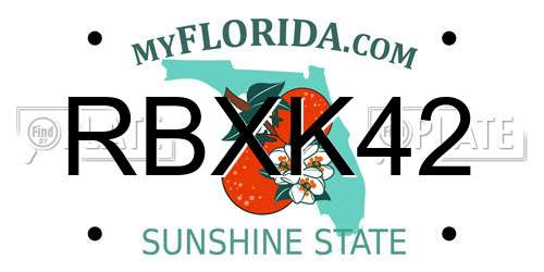RBXK42 Florida License Plate