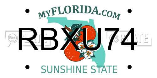 RBXU74 Florida License Plate