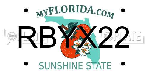 RBYX22 Florida License Plate