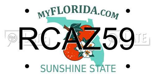 RCAZ59 Florida License Plate