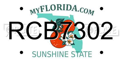 RCB7302 Florida License Plate