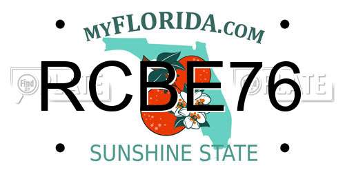RCBE76 Florida License Plate