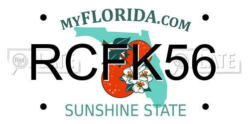 RCFK56 Florida License Plate