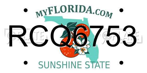 RCQ6753 Florida License Plate