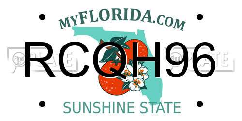 RCQH96 Florida License Plate
