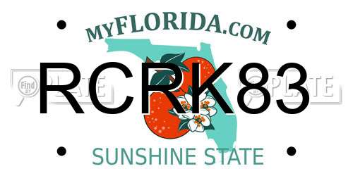 RCRK83 Florida License Plate