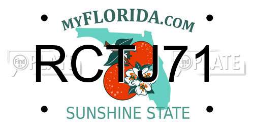 RCTJ71 Florida License Plate