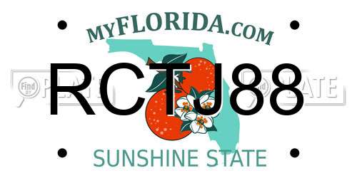 RCTJ88 Florida License Plate