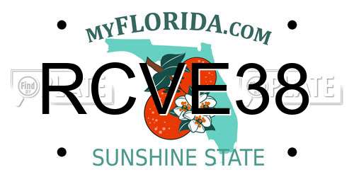 RCVE38 Florida License Plate