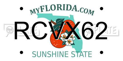 RCVX62 Florida License Plate