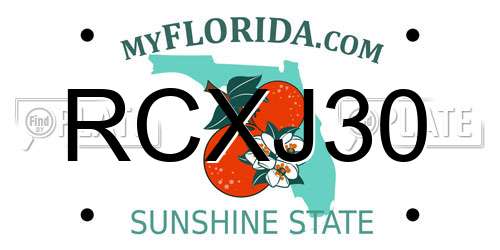 RCXJ30 Florida License Plate