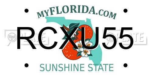 RCXU55 Florida License Plate