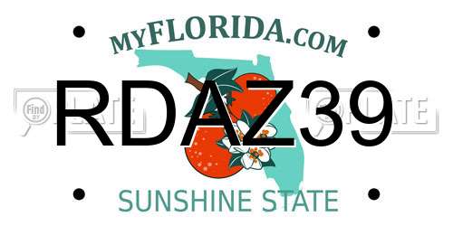 RDAZ39 Florida License Plate