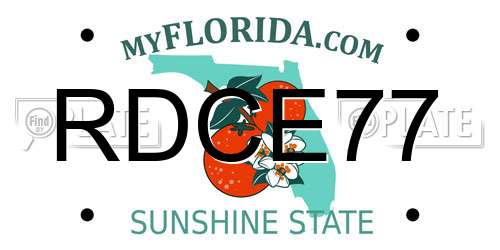 RDCE77 Florida License Plate