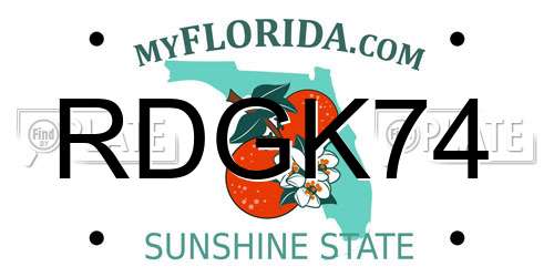 RDGK74 Florida License Plate