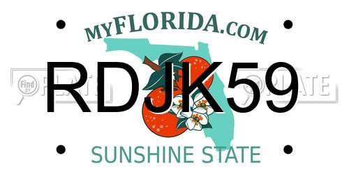 RDJK59 Florida License Plate