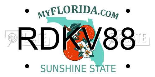 RDKV88 Florida License Plate