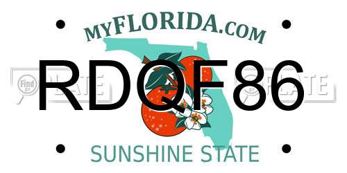 RDQF86 Florida License Plate