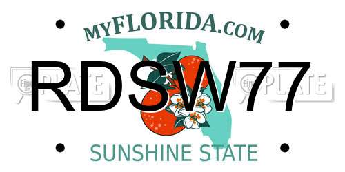 RDSW77 Florida License Plate
