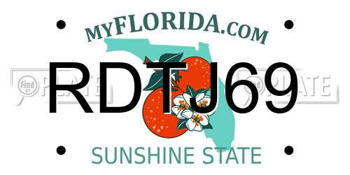 RDTJ69 Florida License Plate