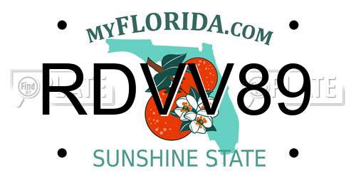RDVV89 Florida License Plate