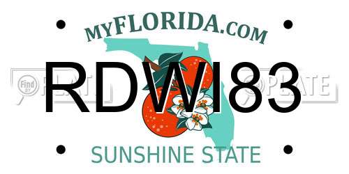 RDWI83 Florida License Plate