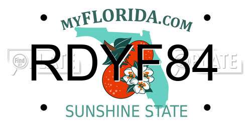 RDYF84 Florida License Plate