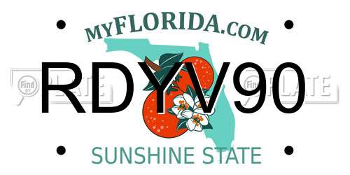 RDYV90 Florida License Plate