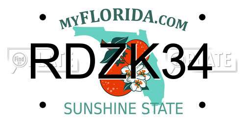 RDZK34 Florida License Plate