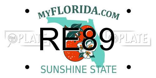 RE89 Florida License Plate