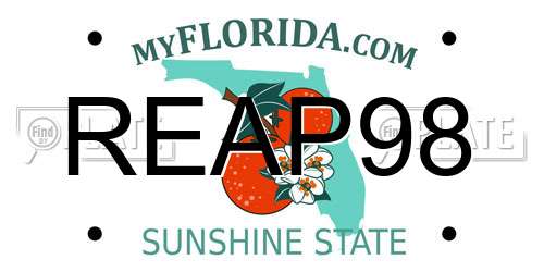 REAP98 Florida License Plate