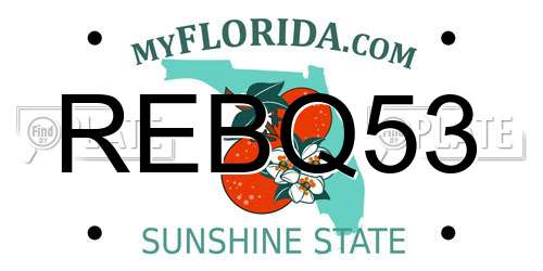 REBQ53 Florida License Plate