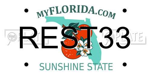 REST33 Florida License Plate
